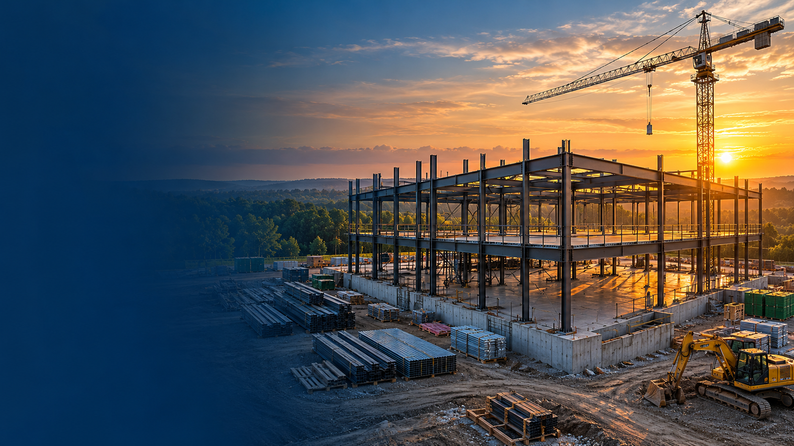 Steel framework at a construction project